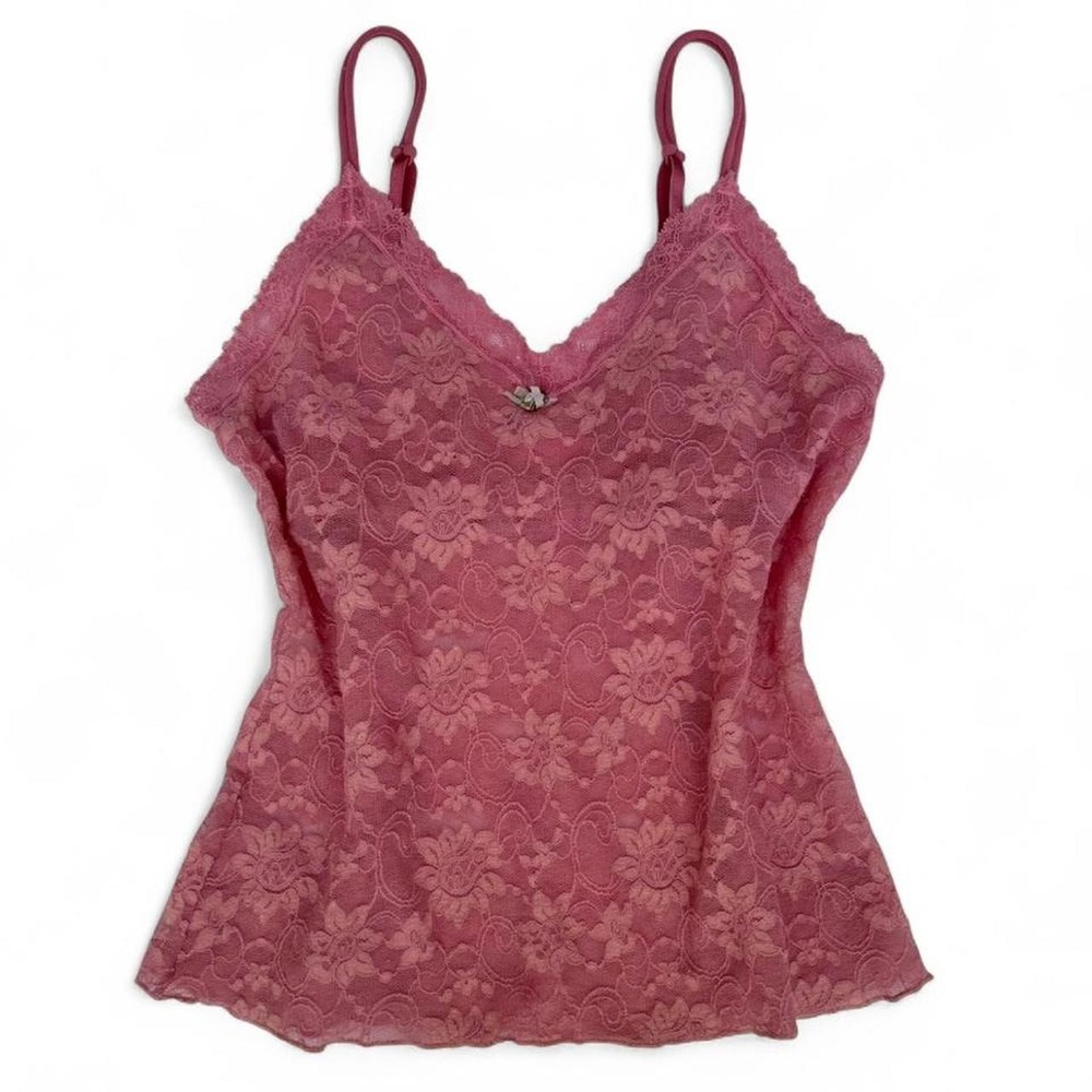 Y2K Pink Victoria's Secret Lace Cami Tank Top Medium Light Marks